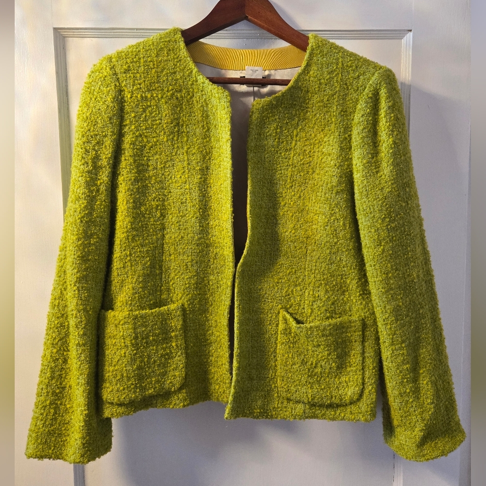 J. Crew Vibrant Green Wool Blend Blazer Jacket Sz 8